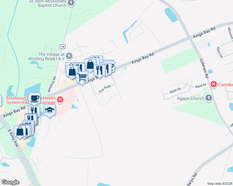 map of restaurants, bars, coffee shops, grocery stores, and more near 48 Fox Path in St. Marys
