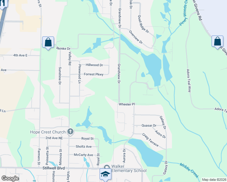 map of restaurants, bars, coffee shops, grocery stores, and more near 1211 Grandview Drive in Crestview