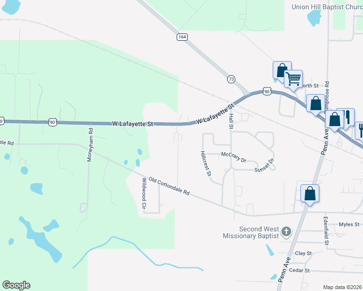 map of restaurants, bars, coffee shops, grocery stores, and more near Vicki Drive in Marianna