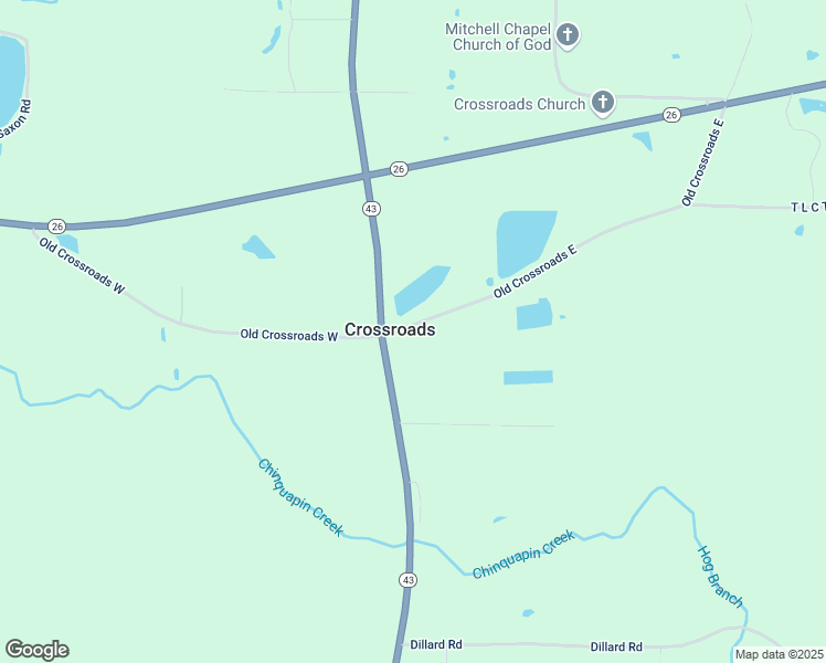 map of restaurants, bars, coffee shops, grocery stores, and more near 26 Old Crossroads East in Poplarville
