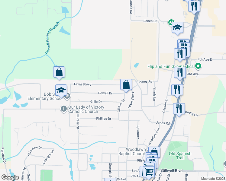 map of restaurants, bars, coffee shops, grocery stores, and more near 311 Powell Drive in Crestview