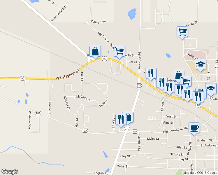 map of restaurants, bars, coffee shops, grocery stores, and more near 4094 Edgewood Circle in Marianna