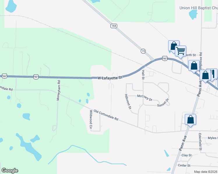 map of restaurants, bars, coffee shops, grocery stores, and more near Vicki Drive in Marianna