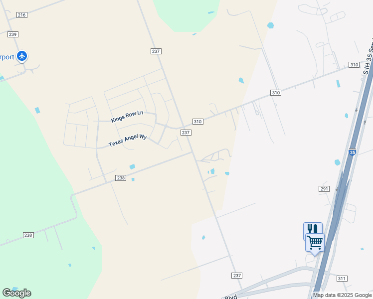 map of restaurants, bars, coffee shops, grocery stores, and more near County Road 237 in Jarrell