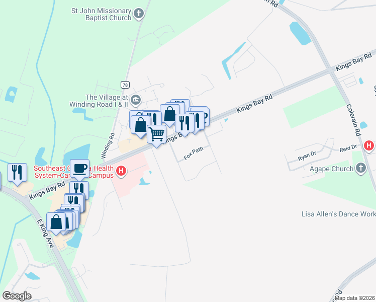 map of restaurants, bars, coffee shops, grocery stores, and more near 47 Fox Path in St. Marys
