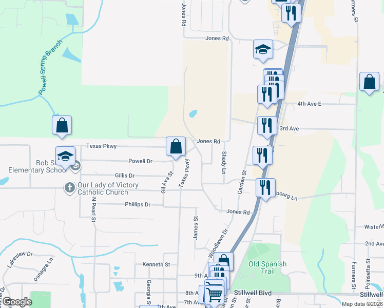 map of restaurants, bars, coffee shops, grocery stores, and more near 104 Powell Drive in Crestview