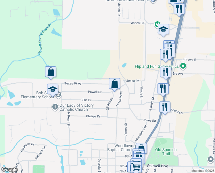 map of restaurants, bars, coffee shops, grocery stores, and more near 311 Powell Drive in Crestview