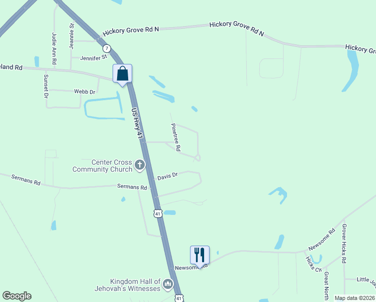 map of restaurants, bars, coffee shops, grocery stores, and more near 3302 Sweet Gum Drive South in Valdosta
