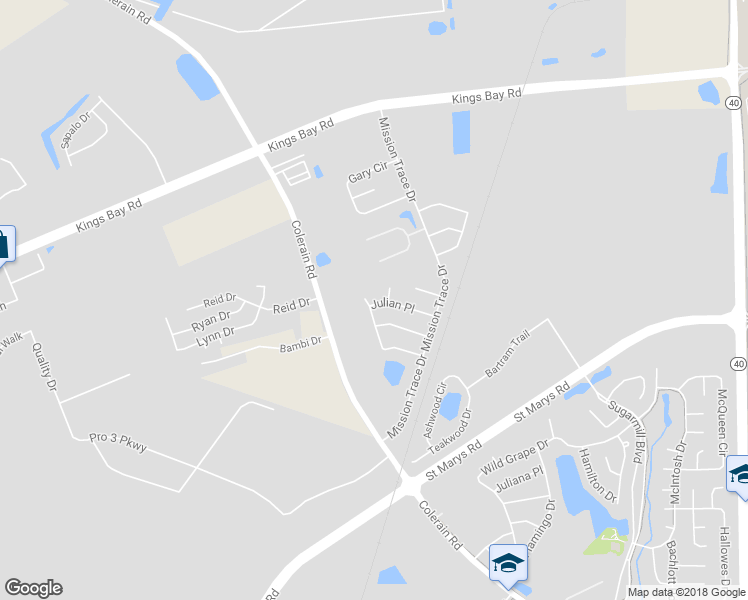 map of restaurants, bars, coffee shops, grocery stores, and more near 212 Aidan Court in Saint Marys