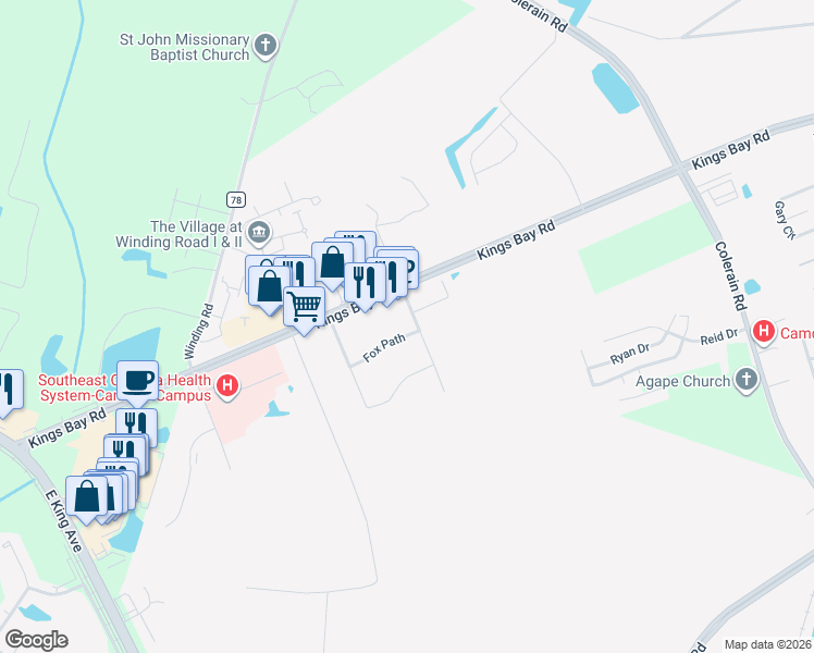 map of restaurants, bars, coffee shops, grocery stores, and more near 47 Fox Path in St. Marys