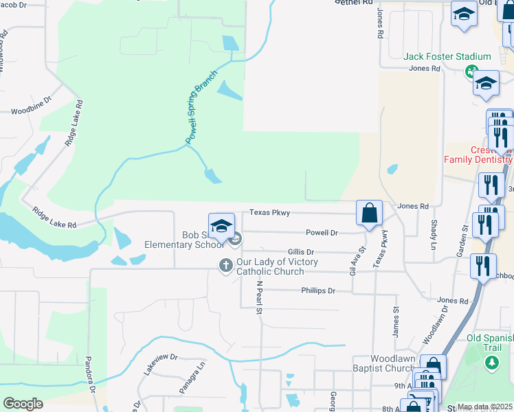 map of restaurants, bars, coffee shops, grocery stores, and more near 1568 Texas Parkway in Crestview