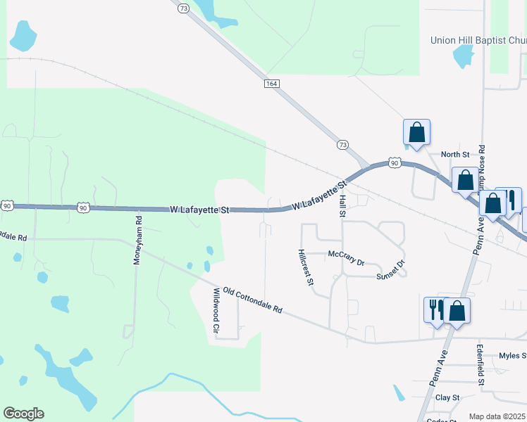 map of restaurants, bars, coffee shops, grocery stores, and more near West Lafayette Street in Marianna