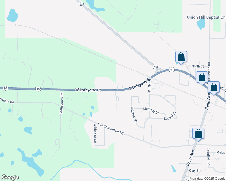 map of restaurants, bars, coffee shops, grocery stores, and more near West Lafayette Street in Marianna
