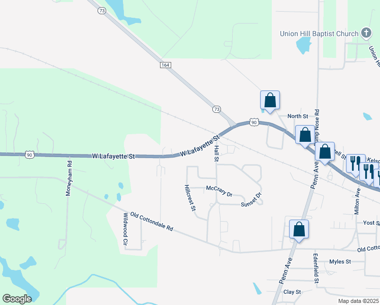 map of restaurants, bars, coffee shops, grocery stores, and more near 4001 Lafayette Street in Marianna