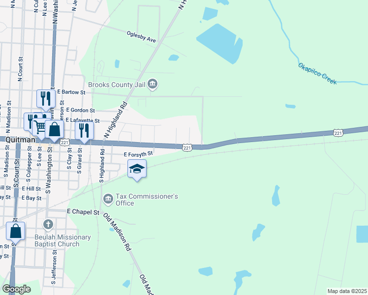 map of restaurants, bars, coffee shops, grocery stores, and more near U.S. 84 in Quitman