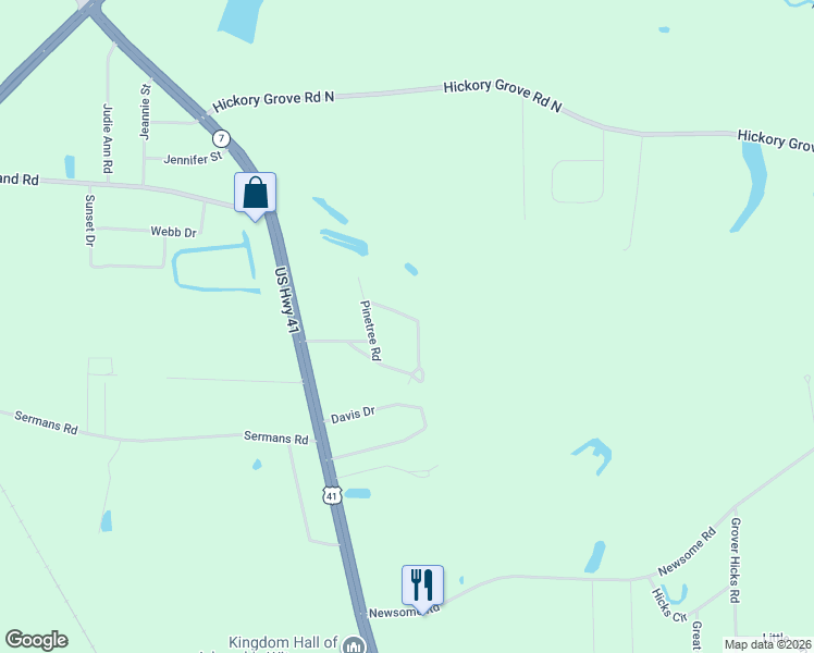 map of restaurants, bars, coffee shops, grocery stores, and more near 3242 Sweet Gum Drive South in Valdosta