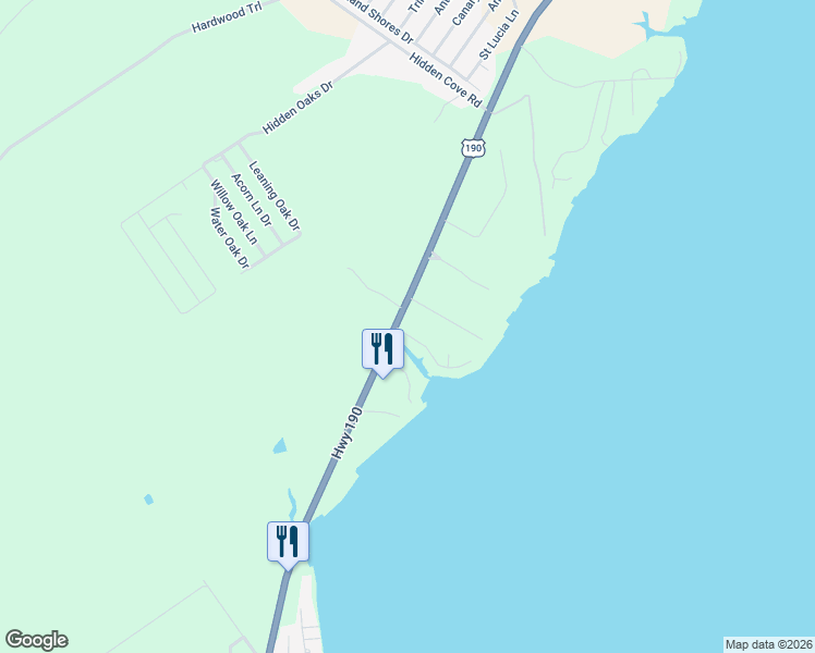 map of restaurants, bars, coffee shops, grocery stores, and more near 11 Cove Lane in Point Blank