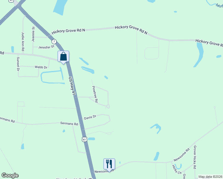 map of restaurants, bars, coffee shops, grocery stores, and more near 3242 Sweet Gum Drive South in Valdosta
