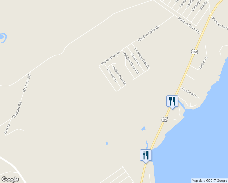 map of restaurants, bars, coffee shops, grocery stores, and more near 1020 Hidden Oaks Drive in Point Blank