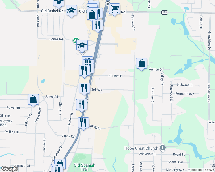 map of restaurants, bars, coffee shops, grocery stores, and more near 117 4th Avenue in Crestview