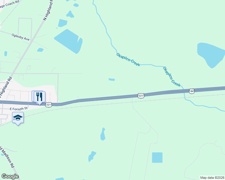 map of restaurants, bars, coffee shops, grocery stores, and more near 12161 U.S. 84 in Quitman