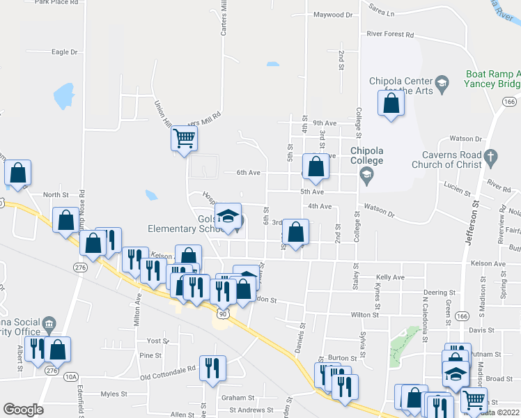 map of restaurants, bars, coffee shops, grocery stores, and more near 3037 6th Street in Marianna