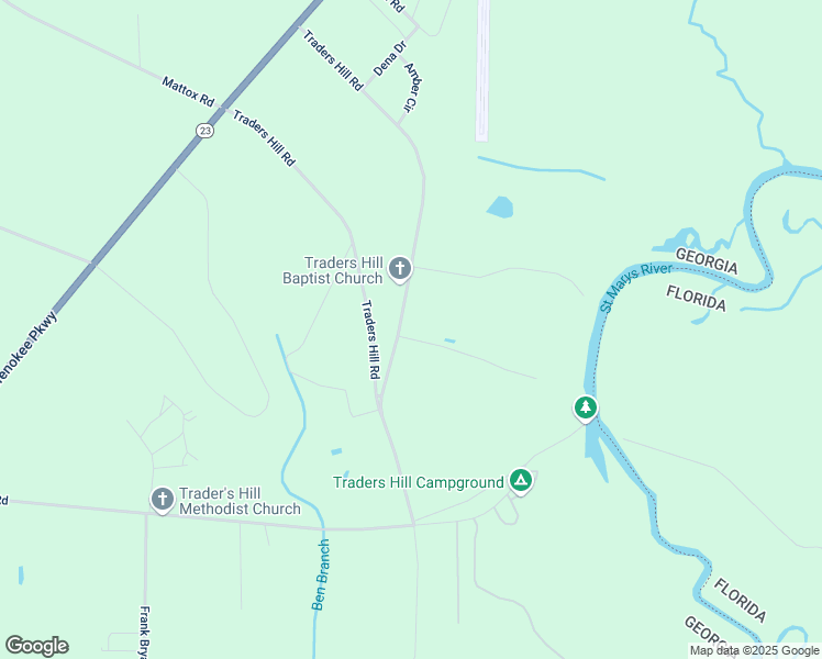 map of restaurants, bars, coffee shops, grocery stores, and more near 849 Traders Hill Road in Folkston