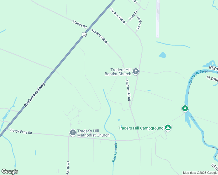 map of restaurants, bars, coffee shops, grocery stores, and more near 1980 Old Trader's Hill Road in Folkston
