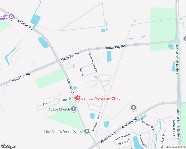 map of restaurants, bars, coffee shops, grocery stores, and more near 325 Gary Circle in St. Marys