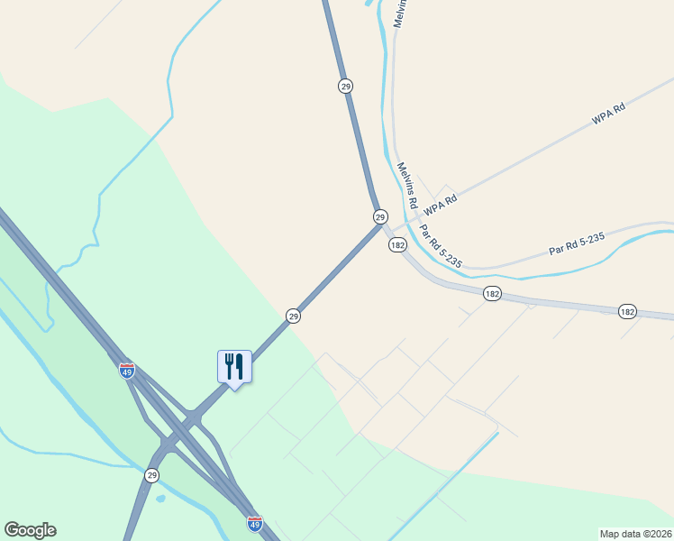 map of restaurants, bars, coffee shops, grocery stores, and more near 7119 Louisiana 29 in Bunkie