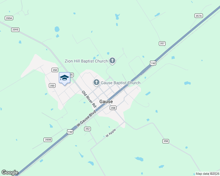 map of restaurants, bars, coffee shops, grocery stores, and more near Elm in Gause