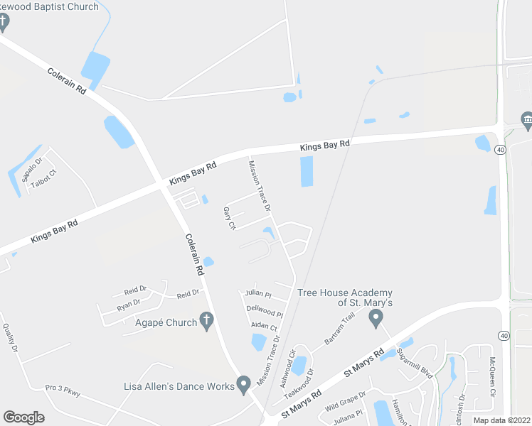 map of restaurants, bars, coffee shops, grocery stores, and more near 325 Gary Circle in St. Marys