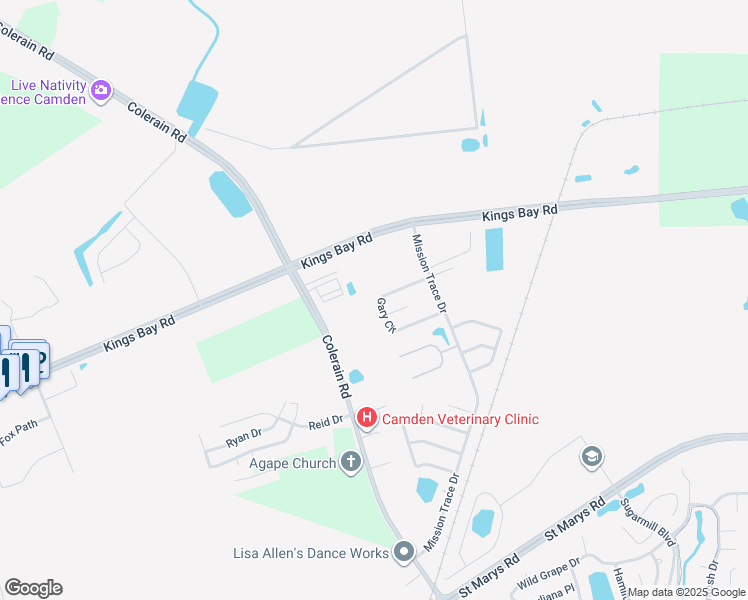 map of restaurants, bars, coffee shops, grocery stores, and more near 206 Gary Circle in St. Marys