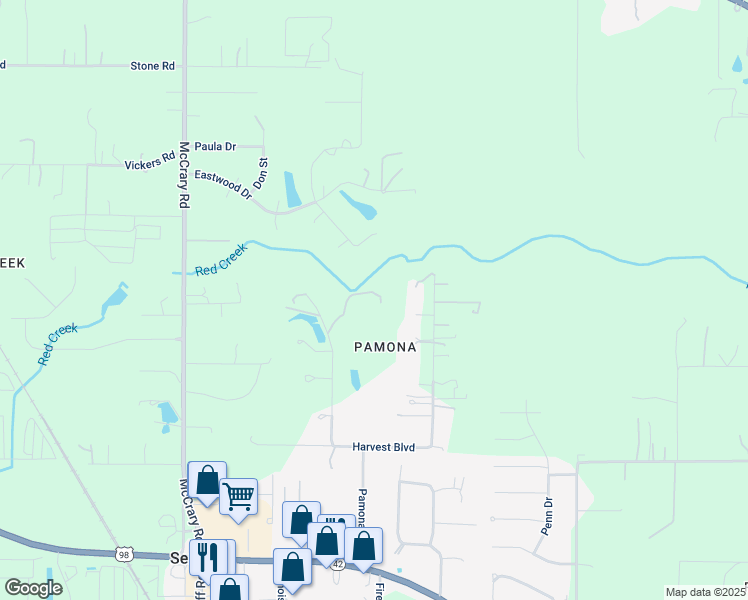 map of restaurants, bars, coffee shops, grocery stores, and more near 4650 Cavalier Drive in Semmes
