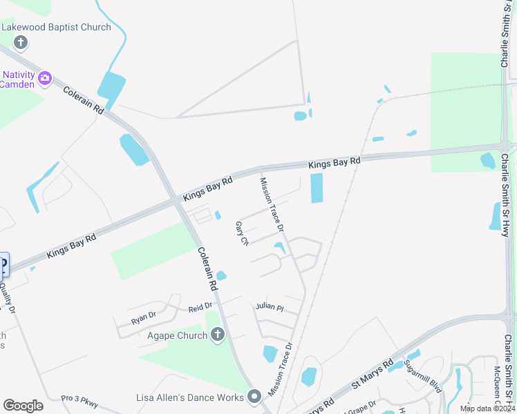 map of restaurants, bars, coffee shops, grocery stores, and more near 108 Gary Circle in St. Marys