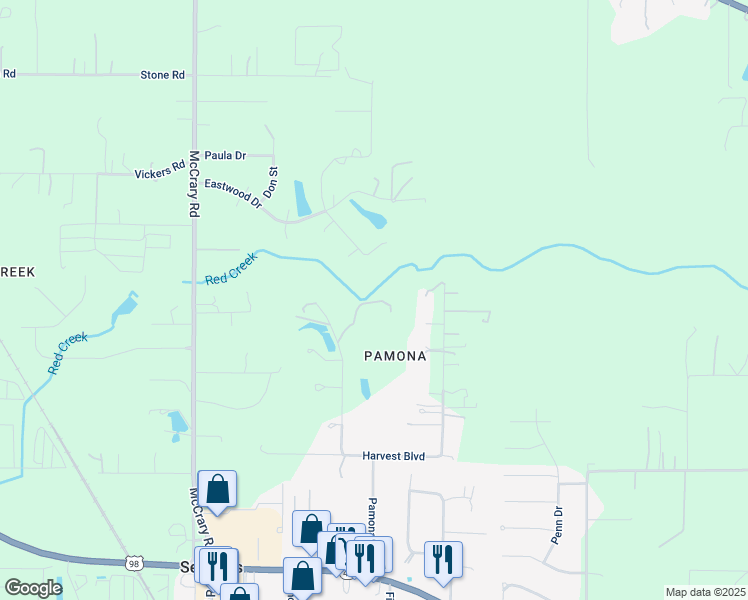 map of restaurants, bars, coffee shops, grocery stores, and more near 4650 Cavalier Dr in Semmes