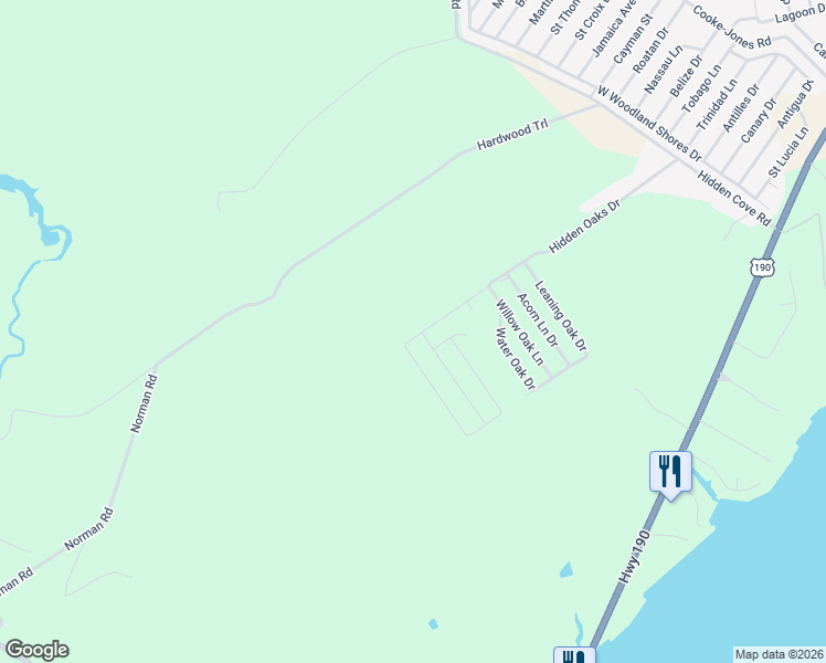 map of restaurants, bars, coffee shops, grocery stores, and more near 700 Hidden Cove Road in Point Blank