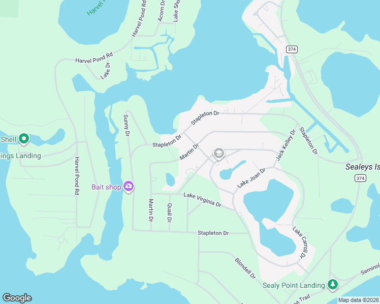 map of restaurants, bars, coffee shops, grocery stores, and more near Martin Drive in Seminole County