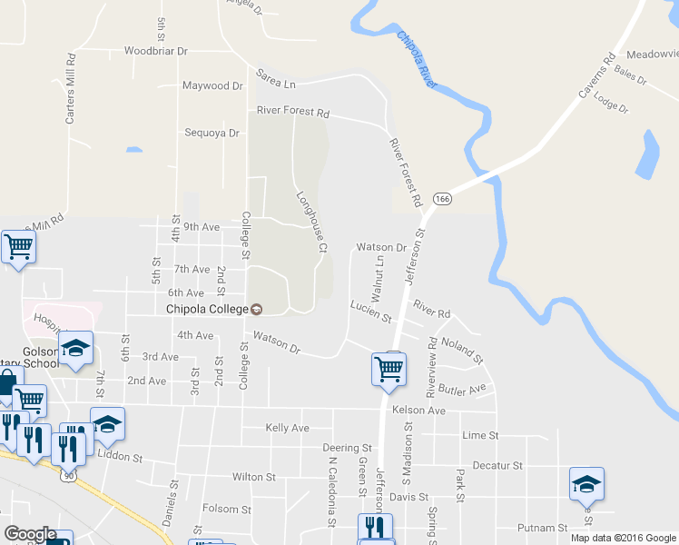 map of restaurants, bars, coffee shops, grocery stores, and more near 3077 Watson Drive in Marianna