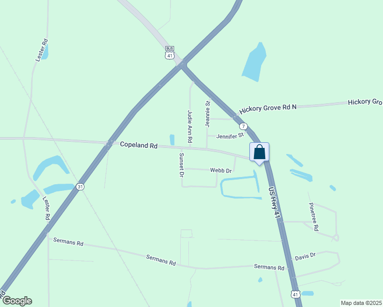 map of restaurants, bars, coffee shops, grocery stores, and more near 2804 Copeland Road in Valdosta