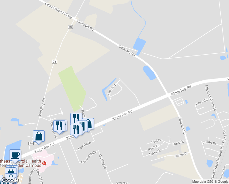map of restaurants, bars, coffee shops, grocery stores, and more near 120 Talbert Court in St. Marys