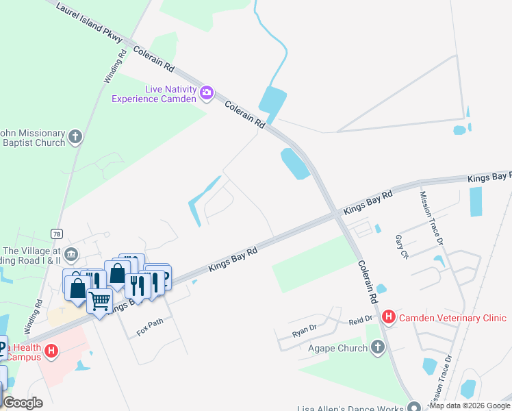 map of restaurants, bars, coffee shops, grocery stores, and more near Camden Crossings Boulevard in St. Marys