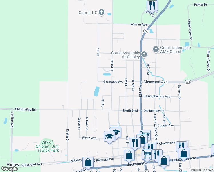 map of restaurants, bars, coffee shops, grocery stores, and more near 560-598 N 2 Nd St in Chipley