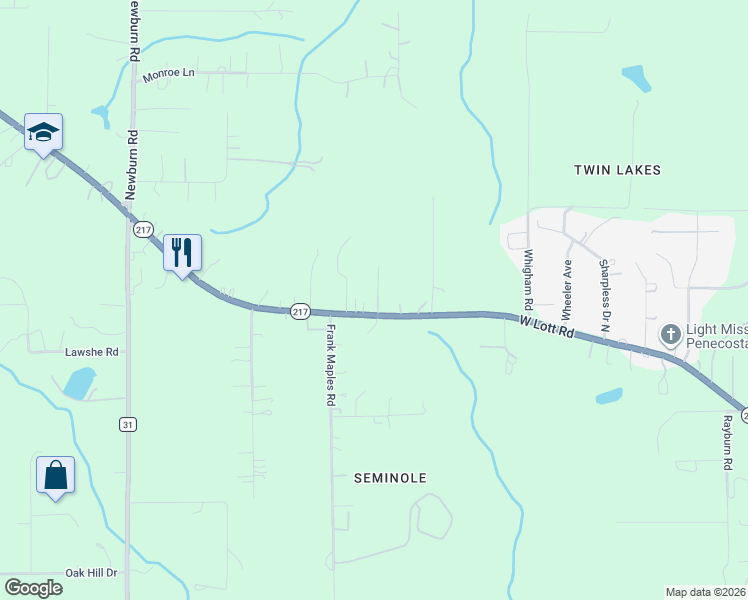 map of restaurants, bars, coffee shops, grocery stores, and more near 4700 Lott Road in Semmes
