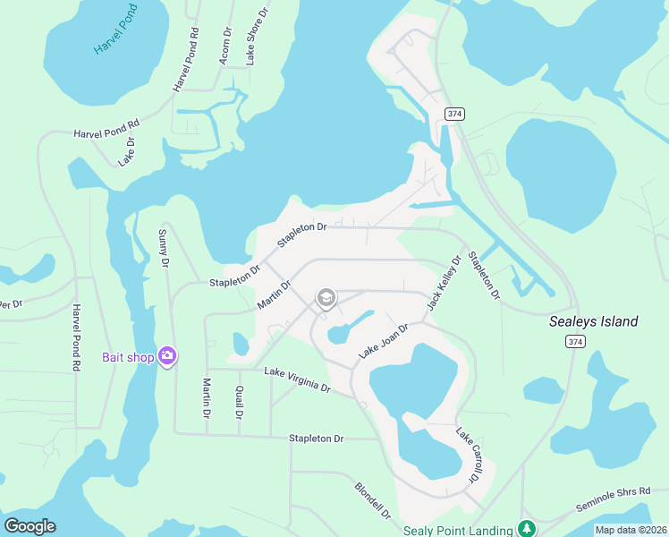 map of restaurants, bars, coffee shops, grocery stores, and more near 2708 Martin Drive in Donalsonville