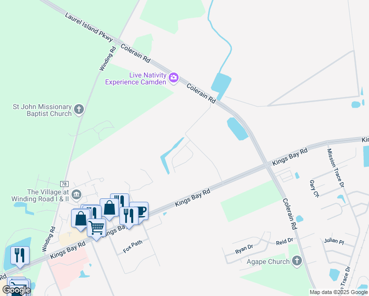 map of restaurants, bars, coffee shops, grocery stores, and more near 24 Sapalo Drive in Saint Marys
