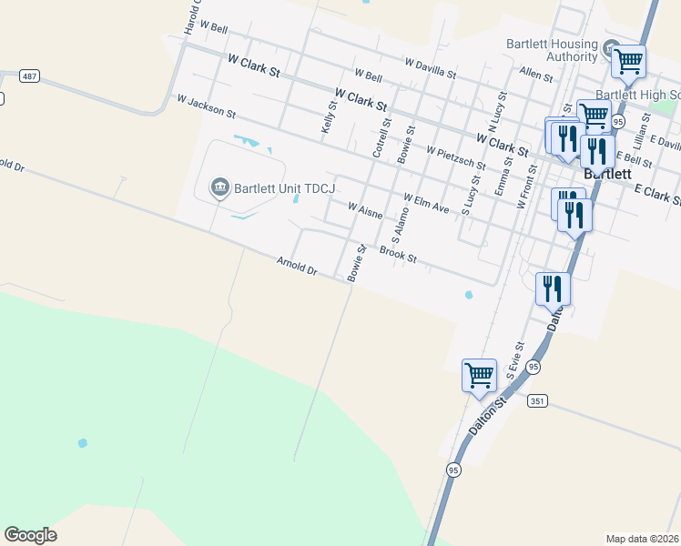 map of restaurants, bars, coffee shops, grocery stores, and more near 620 Arnold Drive in Bartlett