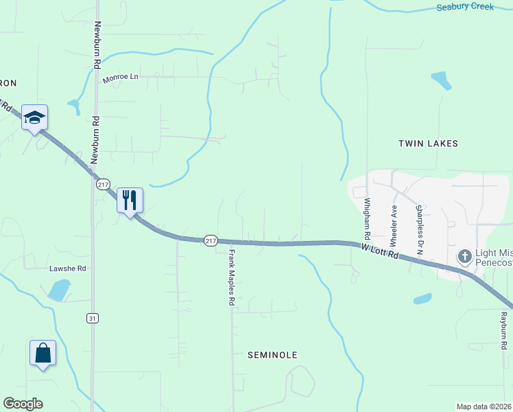 map of restaurants, bars, coffee shops, grocery stores, and more near 4700 Lott Rd in Mobile