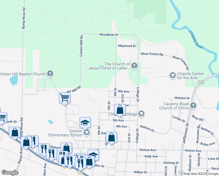 map of restaurants, bars, coffee shops, grocery stores, and more near 5th Street in Marianna