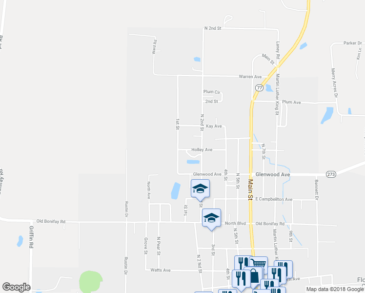 map of restaurants, bars, coffee shops, grocery stores, and more near 1376 Holley Avenue in Chipley